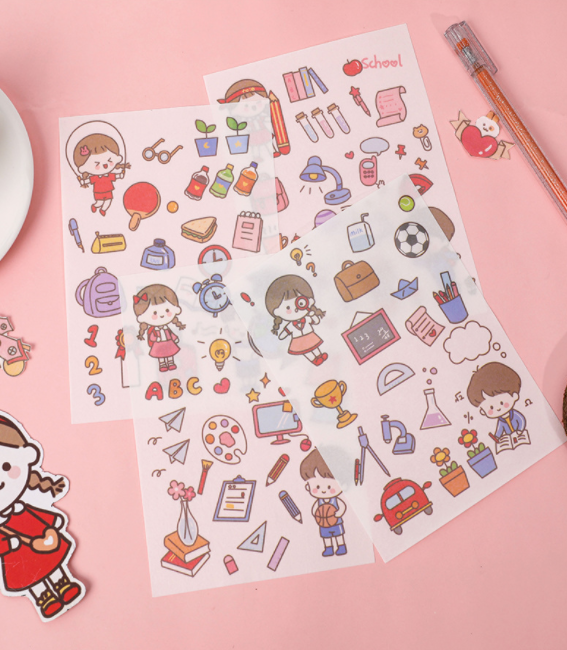 [Có sẵn] Sticker Cô Gái decor trang trí bàn học, sổ nhật kí ( Set 4 tấm)