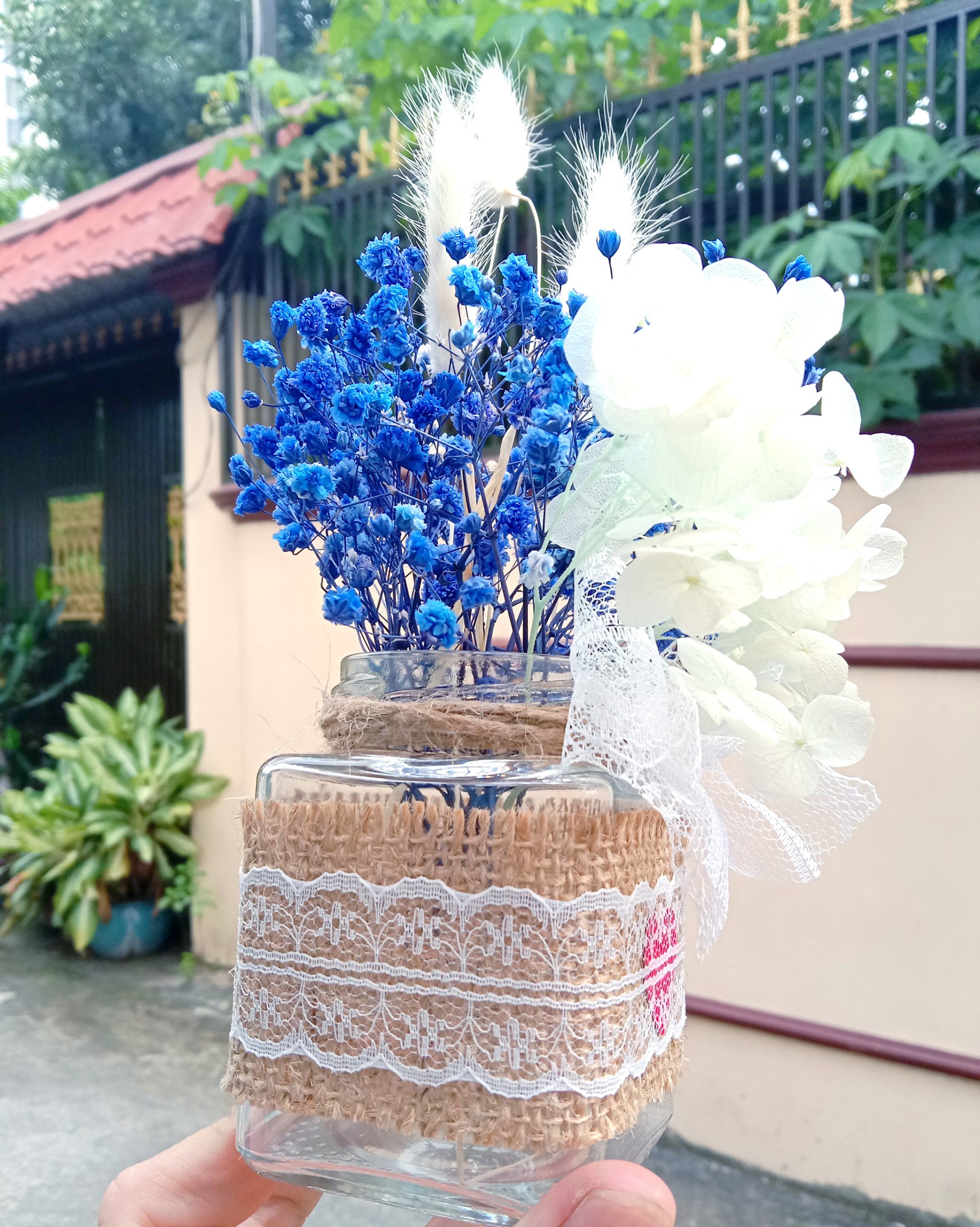 lọ hoa vuông decor mini, cắm hoa khô trang trí