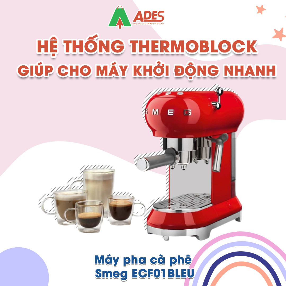 Máy pha cà phê Smeg ECF01BLEU - Bảo Hành Chính Hãng