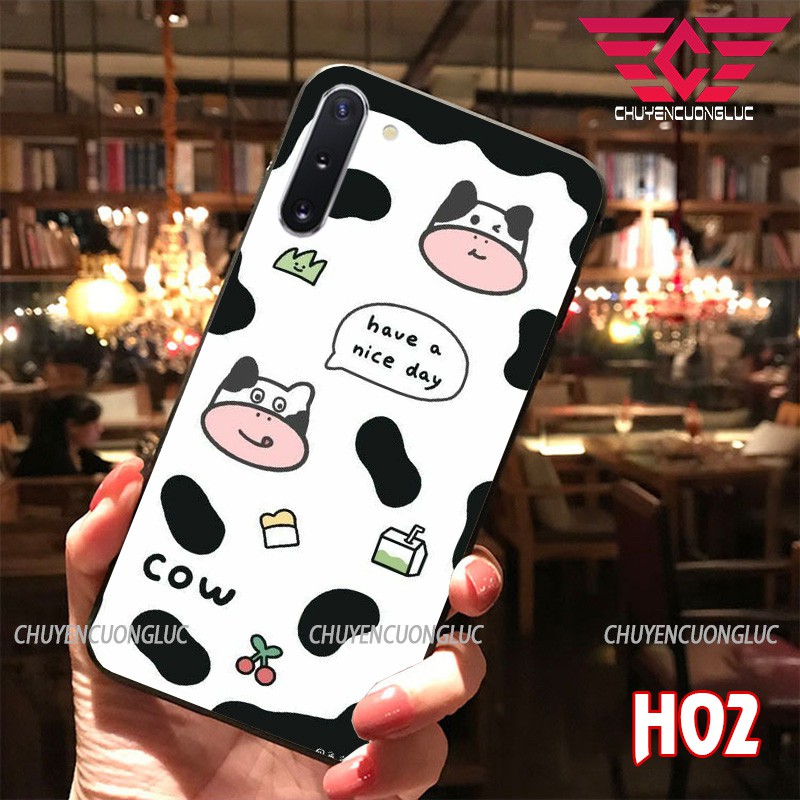 ỐP LƯNG SAMSUNG NOTE 10/ NOTE 10 PLUS/ NOTE 9/ NOTE 8/ NOTE 20/ NOTE 20 ULTRA IN HÌNH BÒ SỮA BẰNG KÍNH