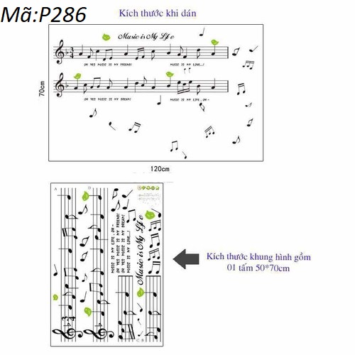 Decal dán tường nốt nhạc music