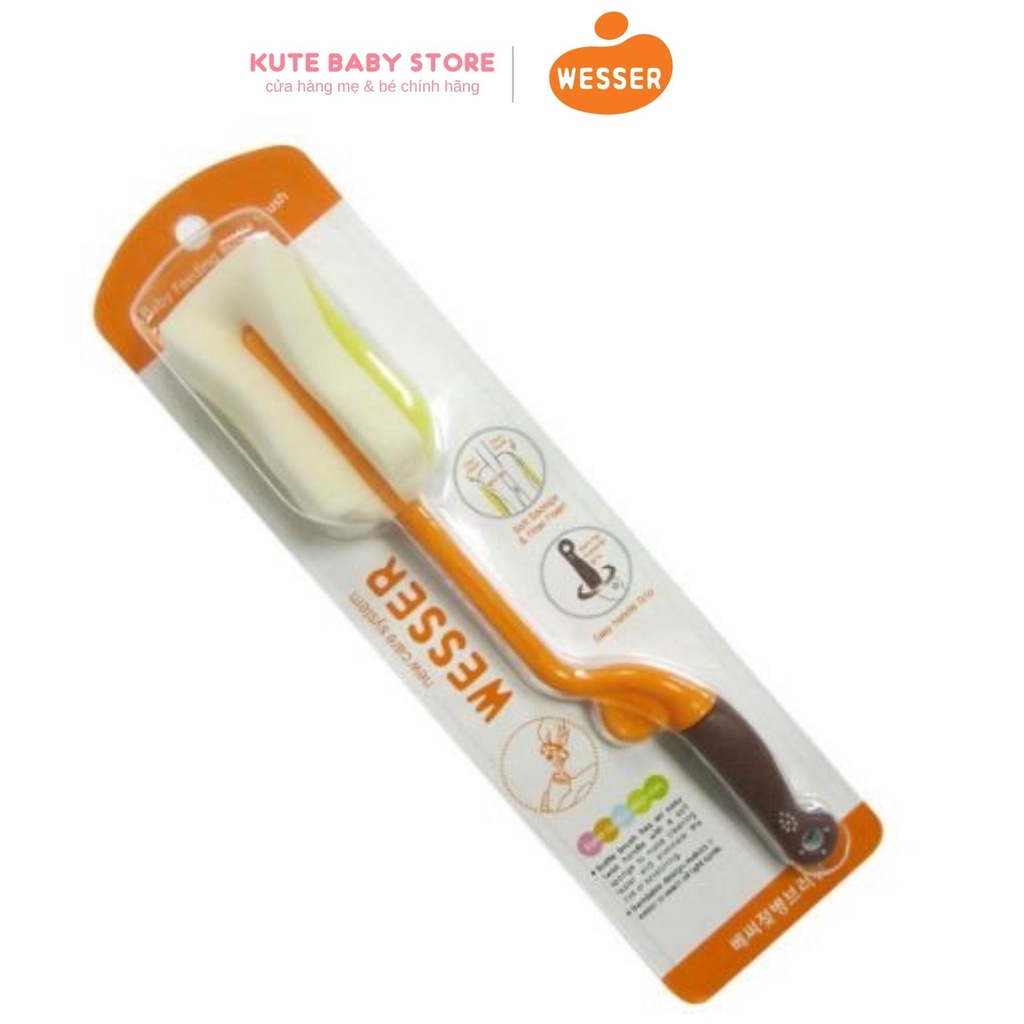 Dụng cụ vệ sinh cọ rửa bình sữa 360 độ Wesser (Công nghệ Hàn Quốc)