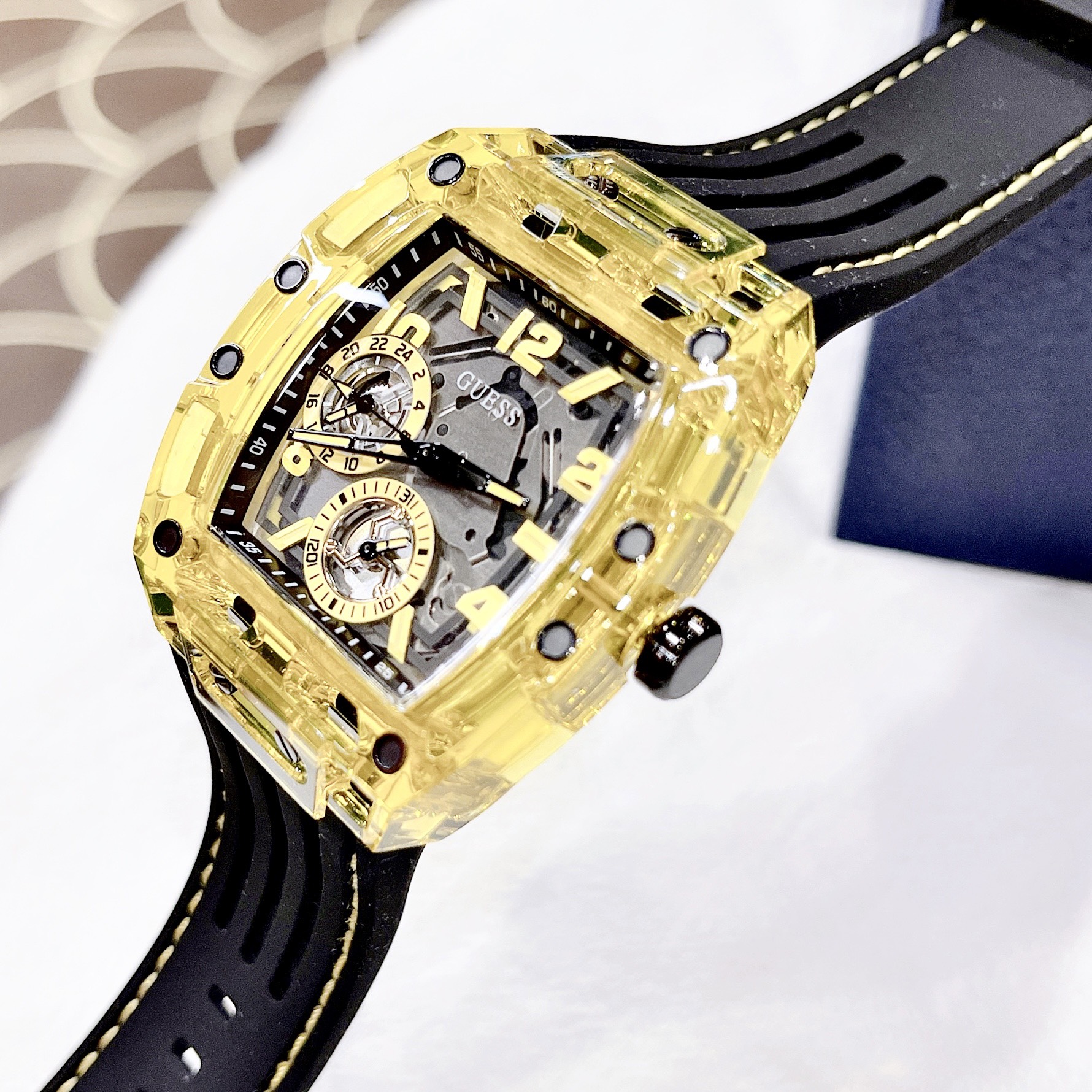 Đồng hồ nam đeo tay thời trang chống nước dây cao su GUE$$ GW0499G1 GW0499G2 GW0499G3 mạ carbon size 43 x 51mm fullbox , vỏ thép không gỉ , cao cấp sang trọng , shop kiwi