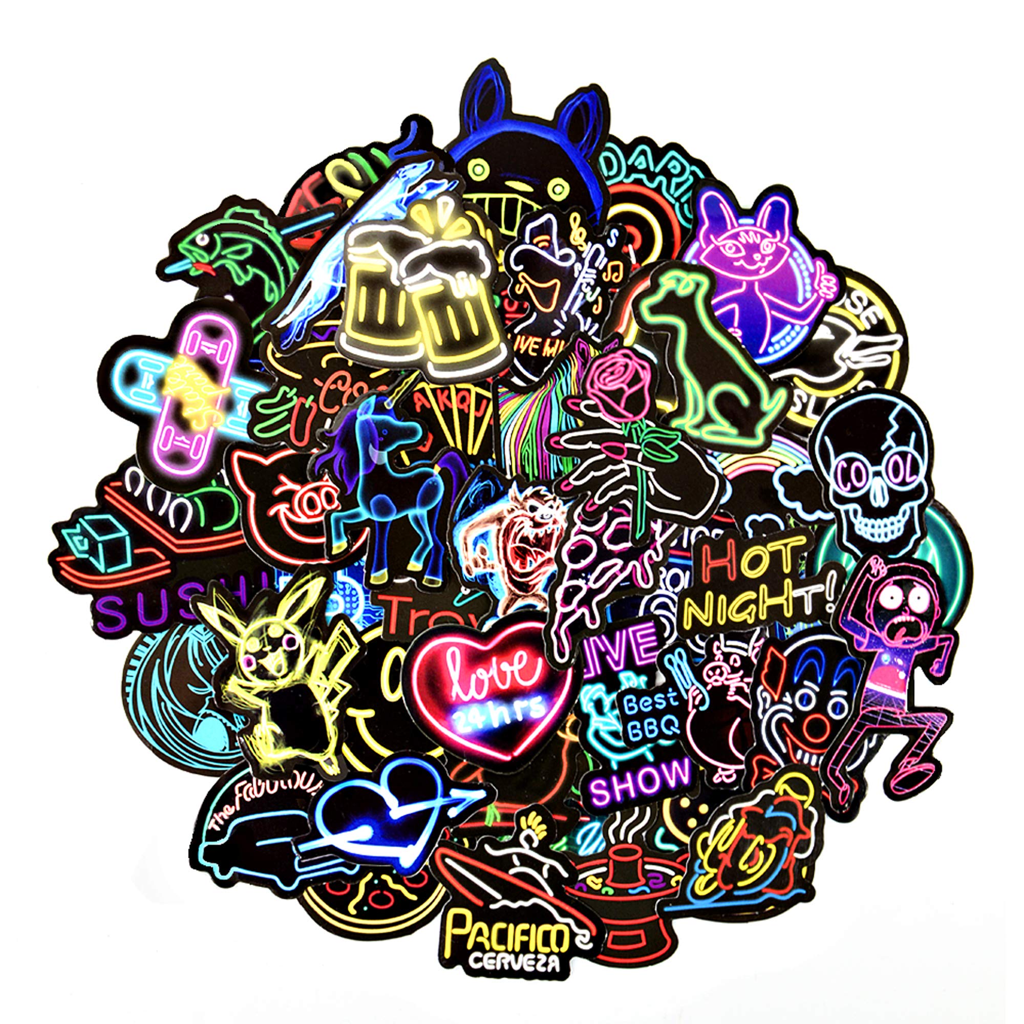 Set 30-80 sticker màu neon ảnh decal hình dán ép lụa