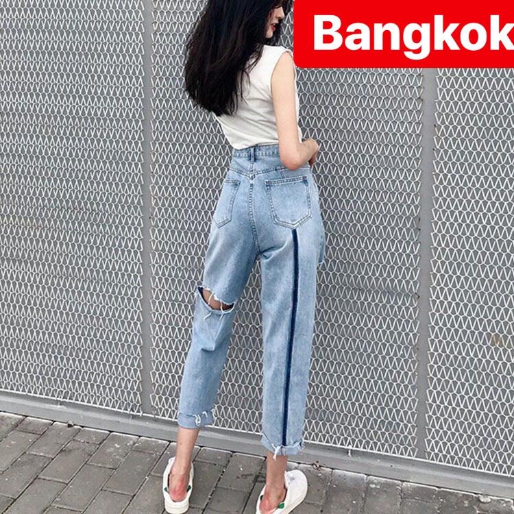 QUẦN JEAN BAGGY NỮ CHẤT BÒ XANH VẠCH ĐÙI LƯNG CAO NÂNG MÔNG THÁI LAN BK 30 - TÝ GOLD 2020