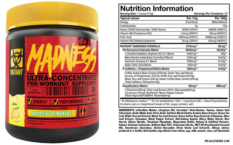 [Chính hãng] [Có sẵn] MUTANT MADNESS (Pre-workout) 30 Lần Dùng vị Peach Mango ( Uống trước tập )