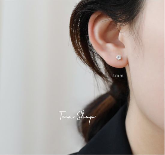 Khuyên tai nụ đá Bạc, Hoa tai Bạc đá _𝐂𝐚𝐦 𝐤𝐞̂́𝐭 𝐜𝐡𝐮𝐚̂̉𝐧 𝐁𝐚̣𝐜 _ [HÀNG CÓ SẴN]_ 𝐓𝐔𝐍𝐀𝐒𝐇𝐎𝐏 𝐓𝐫𝐚𝐧𝐠 𝐬𝐮̛́𝐜 𝐁𝐚̣𝐜