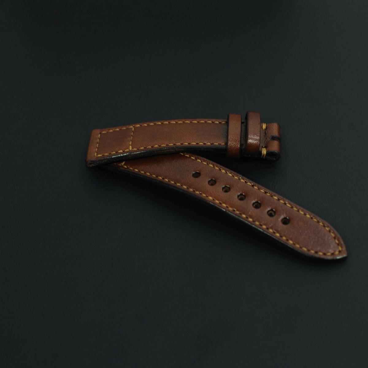 Dây da đồng hồ nam handmade màu nâu (  size 20-22 ) - Đồ da handmade  DT323