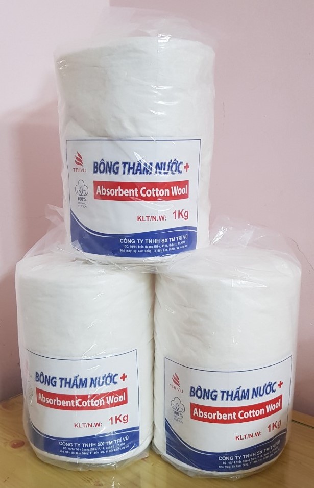 [HCM]Bông Gòn Cuộn Thấm Hút Nước Trí Vũ 1kg (Bông Y Tế)