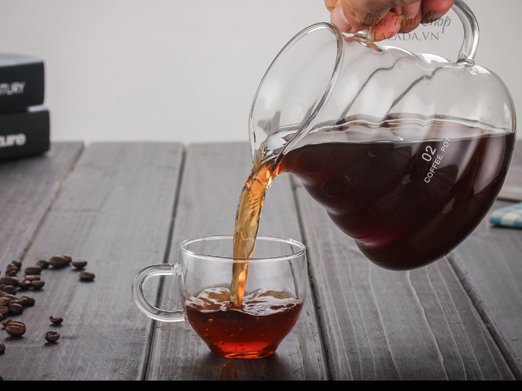 Bình lắc cafe cà phê có ngấn thuỷ tinh bình mây bình pour over bình pha chế bình lắc coffee server