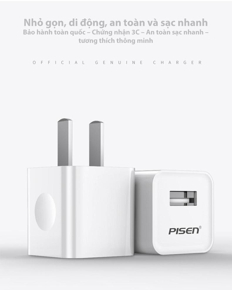 Củ sạc nhanh Pisen iPhone 1A chính hãng