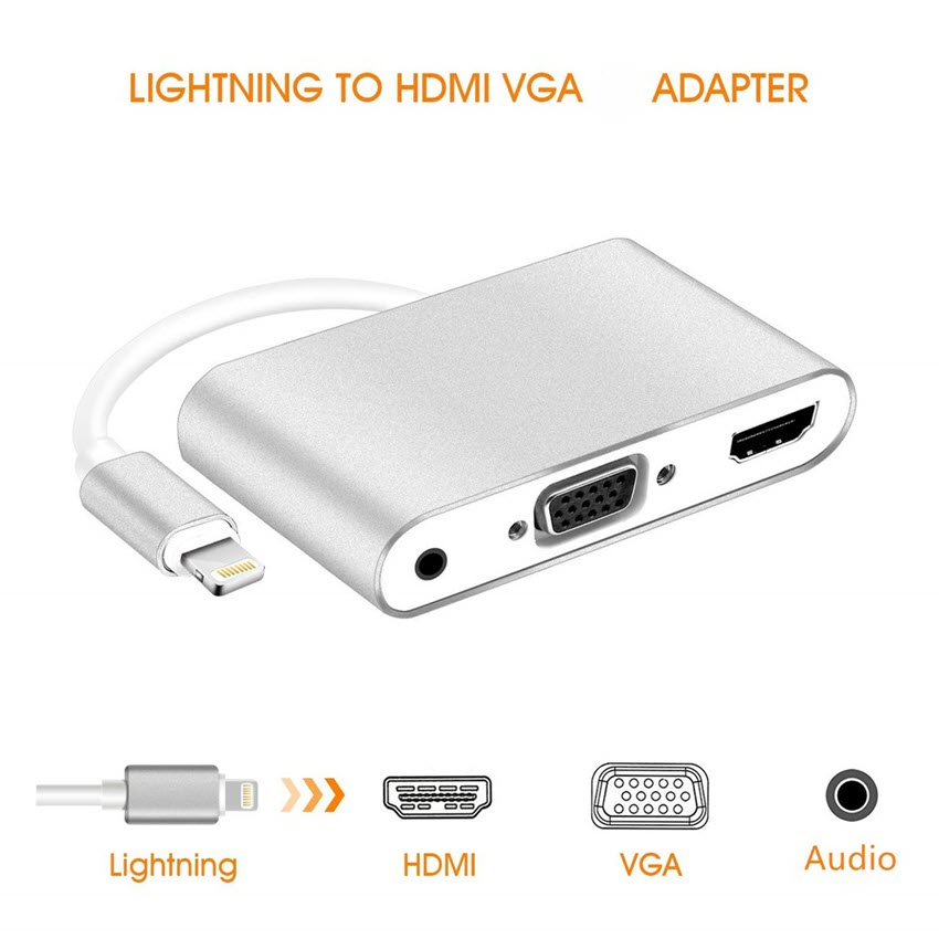 Cáp Chuyển Lightning Ra Hdmi Và Vga Có Cổng Audio chất lượng cao