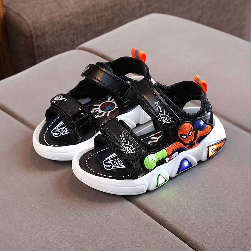 Giày sandal có đèn cho bé trai tập đi. giày sandal siêu nhân nhện 1-3 tuổi. giày cho bé 4-7 tuổi. xăng đan cao cấp có đèn cho bé. my little boss