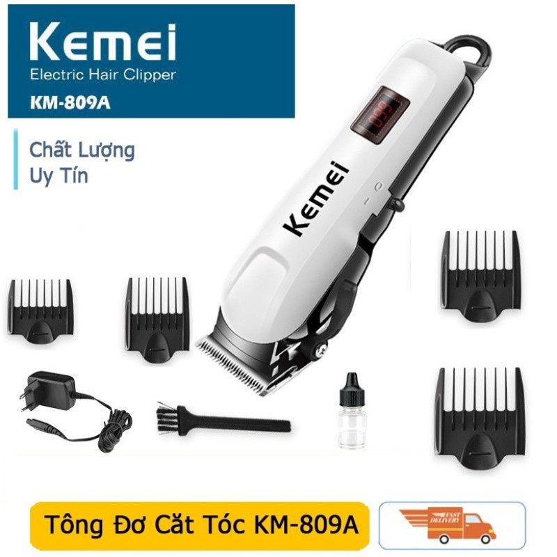 Tông đơ cắt tóc không dây kemei km-809a chuyên nghiệp tông đơ cắt tóc kemei 809a tông đơ cắt tóc kemei km-809a có màn hình hiển thị pin