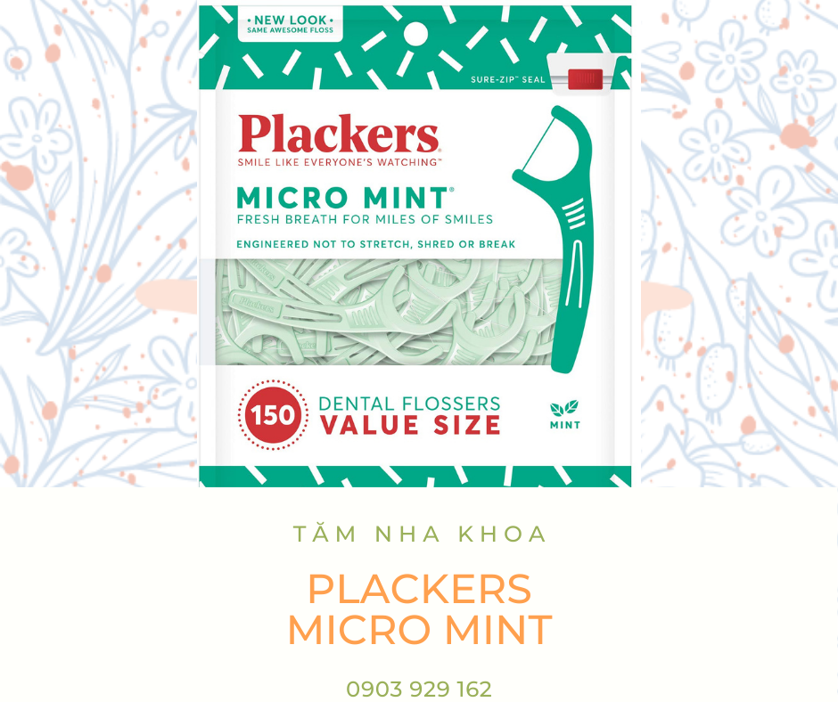 [Túi 150 cây và 90 cây] Tăm chỉ nha khoa Plackers Micro Mint