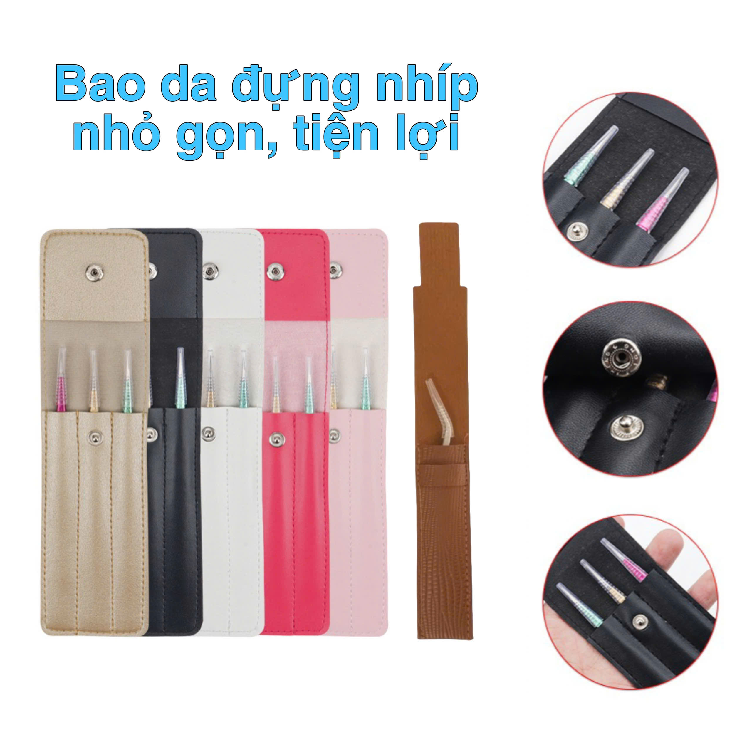 Bao da đựng nhíp nối mi (dụng cụ nối mi)