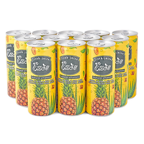 [HCM]Nước Ép Dứa Ezos Lốc 12 Lon x 240ml