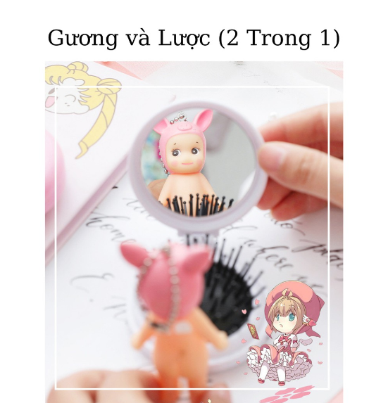 Gương Kèm Lược Gấp Gọn Dễ Thương