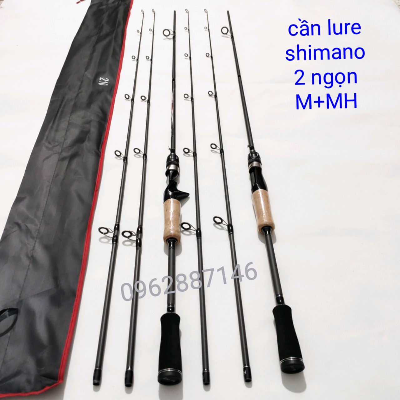 cần câu lure cán gỗ 2 ngọn M + MH cao cấp