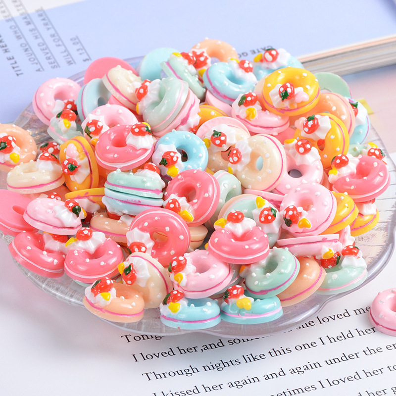 Combo 2 Charm Slime Squishy Bánh Donut nhân dâu