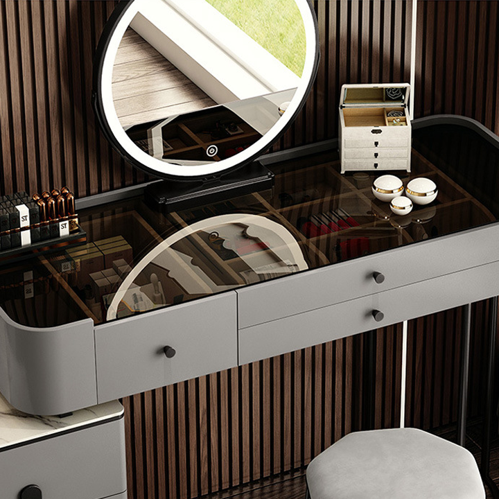 [Hot trend] Bàn trang điểm kèm gương phong cách bắc âu, Bộ bàn phấn trang điểm 2 mặt kính họa tiết kim cương cao cấp, Bàn trang điểm thiết kế hiện đại hàng nhập khẩu