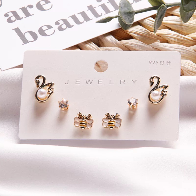 Set 3 Đôi Bông Tai Nhiều Kiểu Cực Dễ Thương