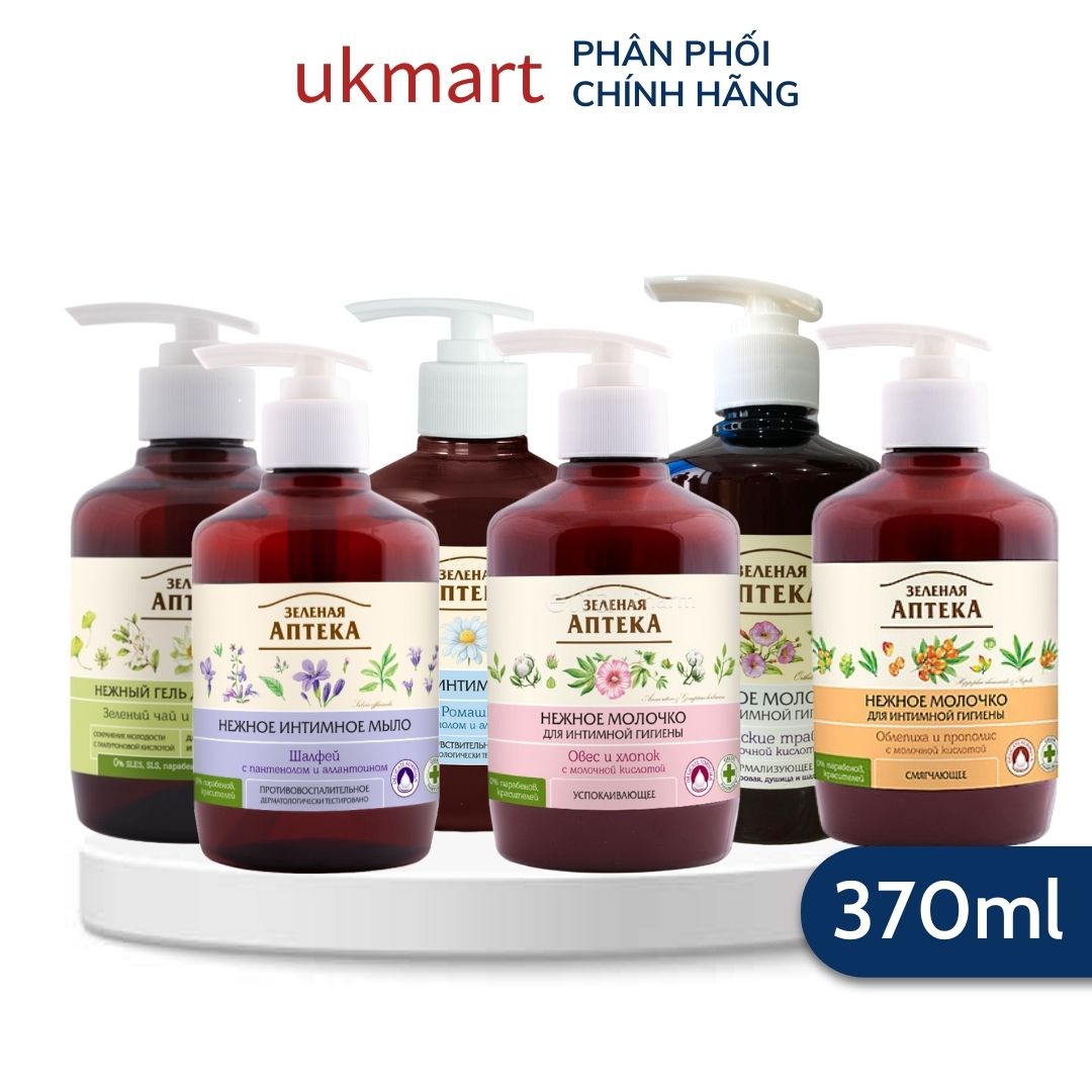 Dung dịch vệ sinh phụ nữ dạng gel Zelezaya Apteka Green Pharmacy lành tính dịu nhẹ 370ml
