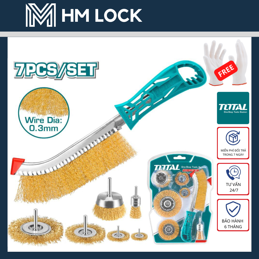 Bộ 7 bánh cước và chổi cước total - hàng chính hãng - tac310071 - hm lock
