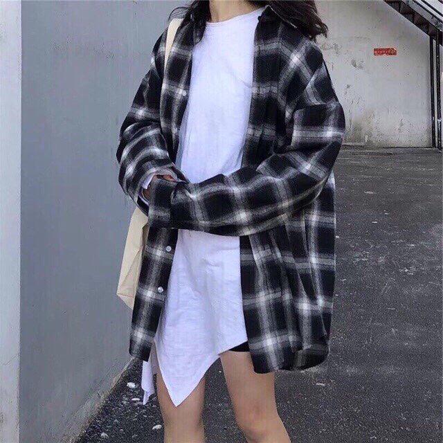 áo sơ mi ca rô fom rộng siêu bụi 2019