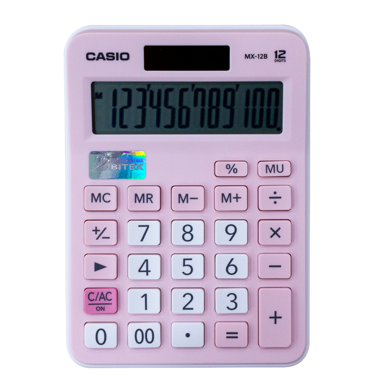 Máy tính CASIO MX-12B-PK Màu Hồng
