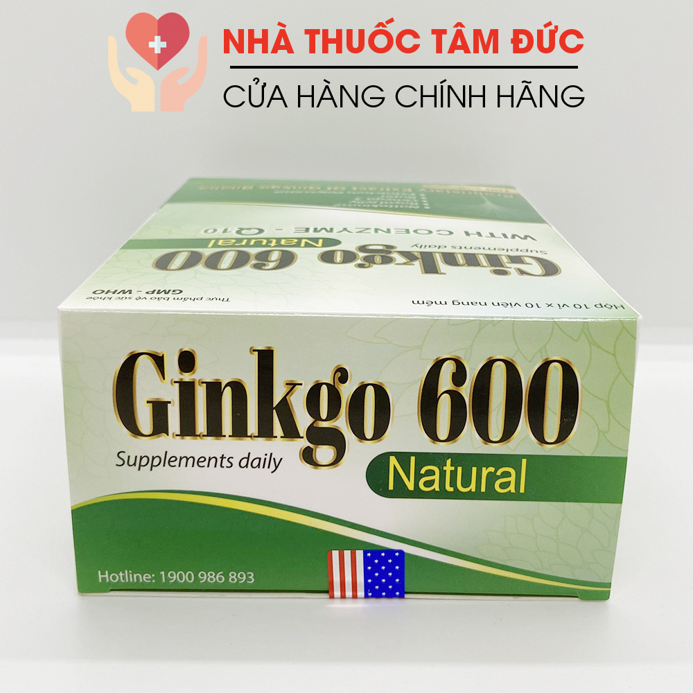 Bổ não GINKGO 600 nattokinase omega 3 dầu gấc ngăn ngừa tai biến giảm đau đầu hoa mắt chóng mặt - Hộp 100 viên