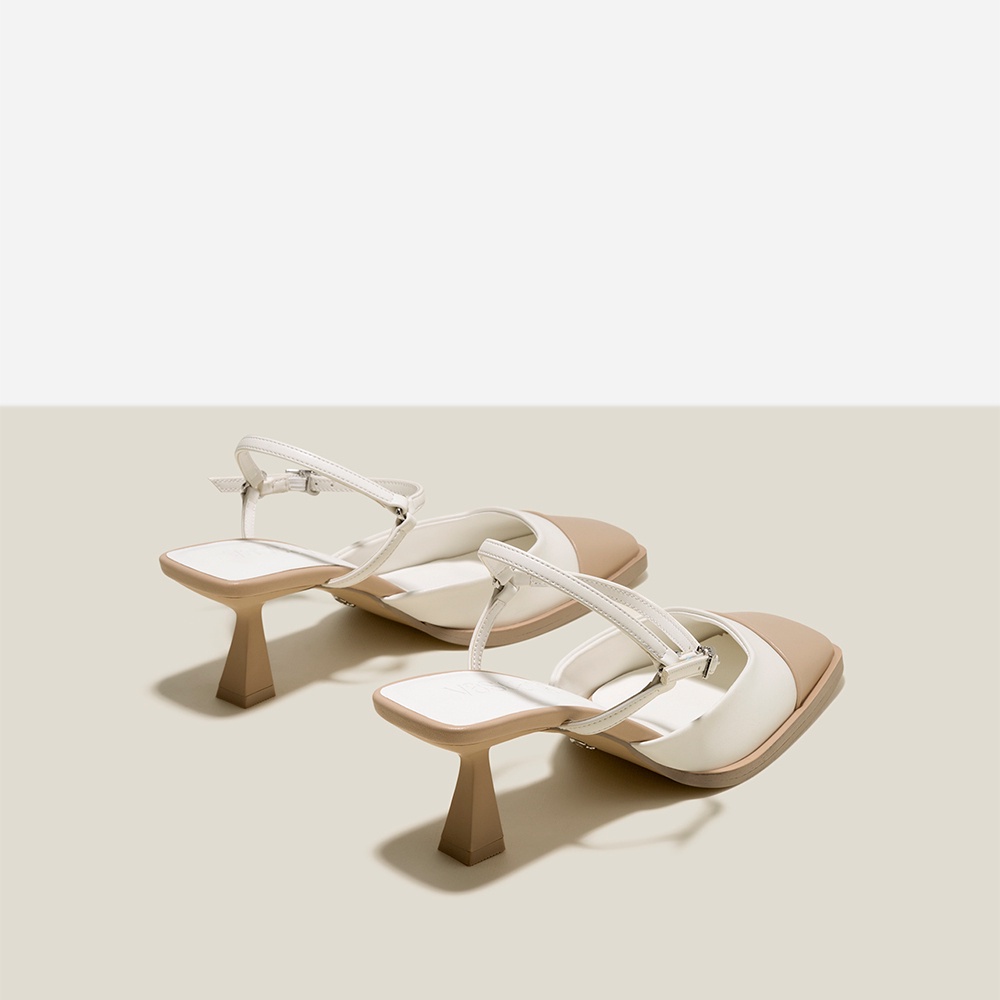 [Ưu đãi voucher 10%] Vascara Giày Bít Spool Heel Nhấn Mũi Phối Layer - BMN 0595