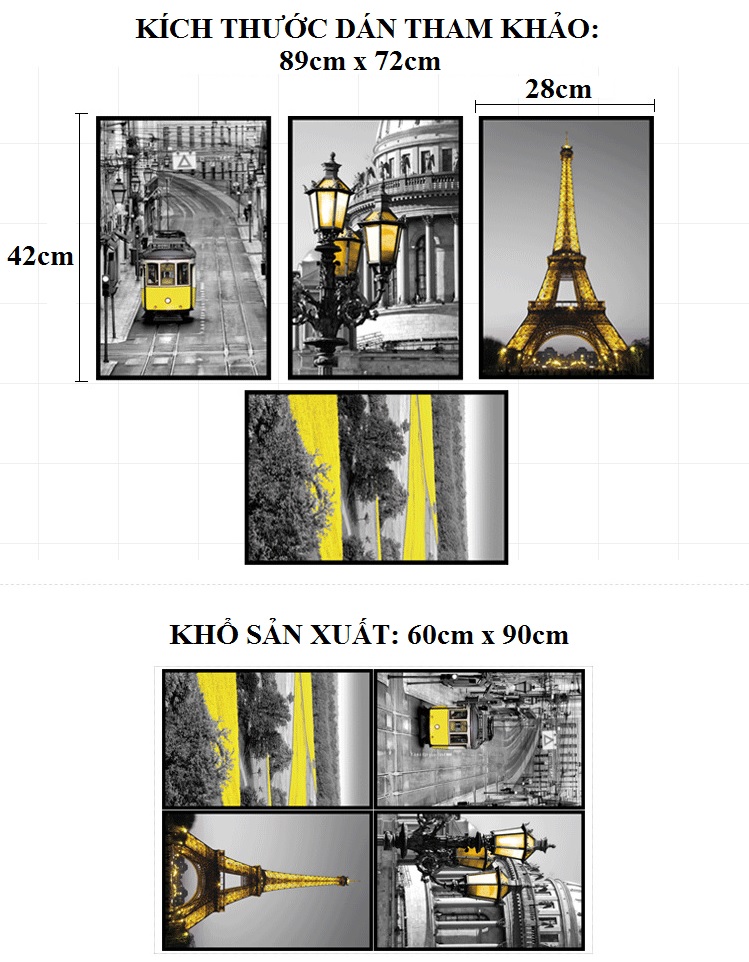 Decal dán tường Khung ảnh paris - P33 -vivadecal