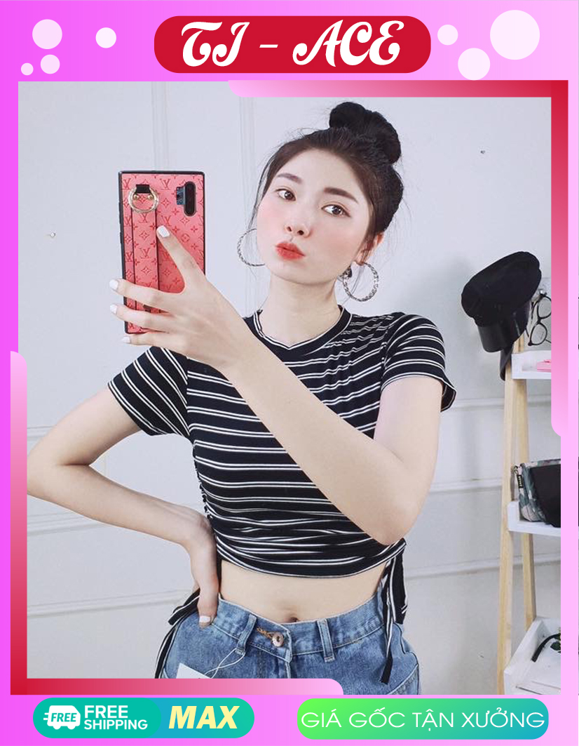 Áo thun tay ngắn rút dây 2 bên