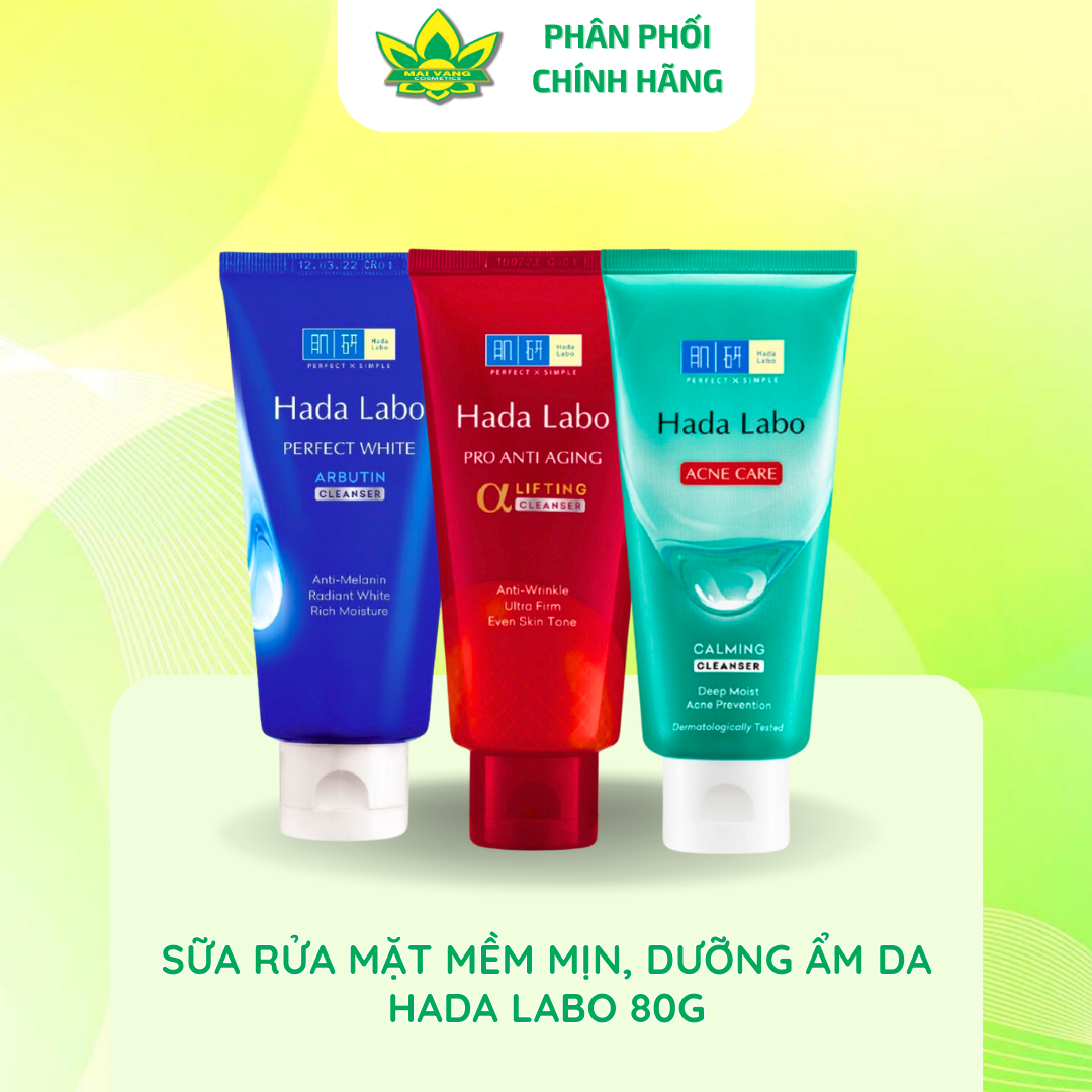 [Hàng chính hãng] Sữa Rửa Mặt Mềm Mịn, Dưỡng Ẩm Da Hada Labo 80g