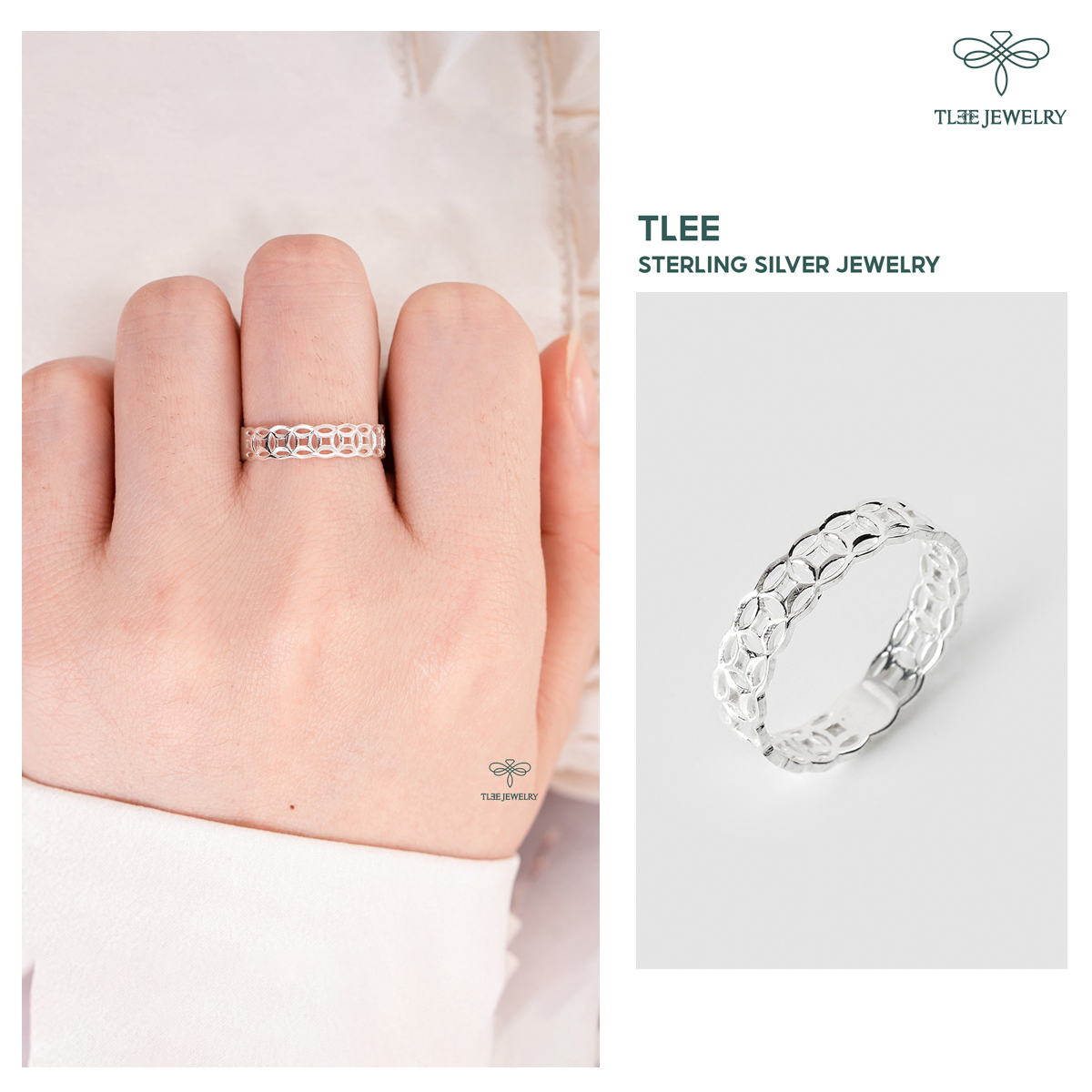 Nhẫn bạc Tlee kim tiền trơn basic TleeJewelry A0242