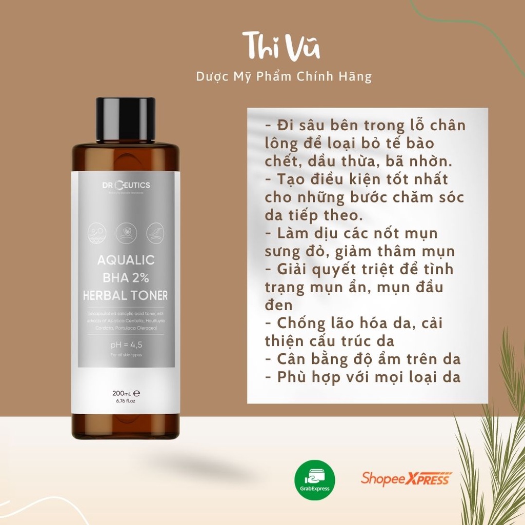 Toner Làm Sạch Và Cân Bằng Da DrCeutics BHA 2% - Thi Vũ
