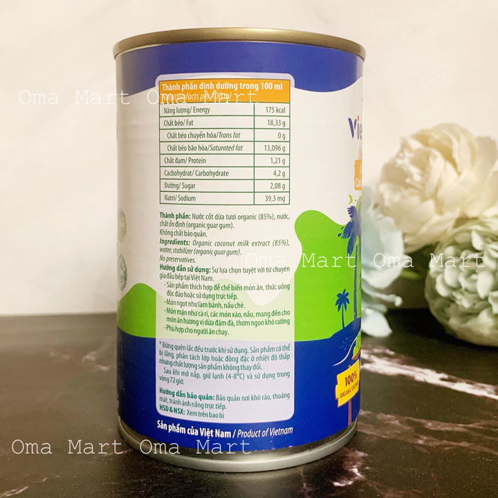 Nước Cốt Dừa Hữu Cơ Vietcoco 400ml