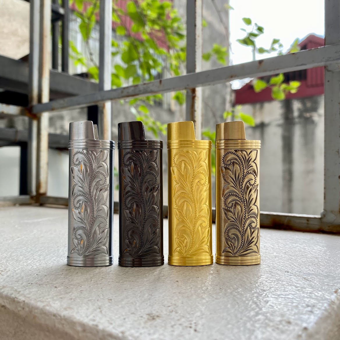 Vỏ Bật Lửa Bic j3 Hoa Văn Kim Loại