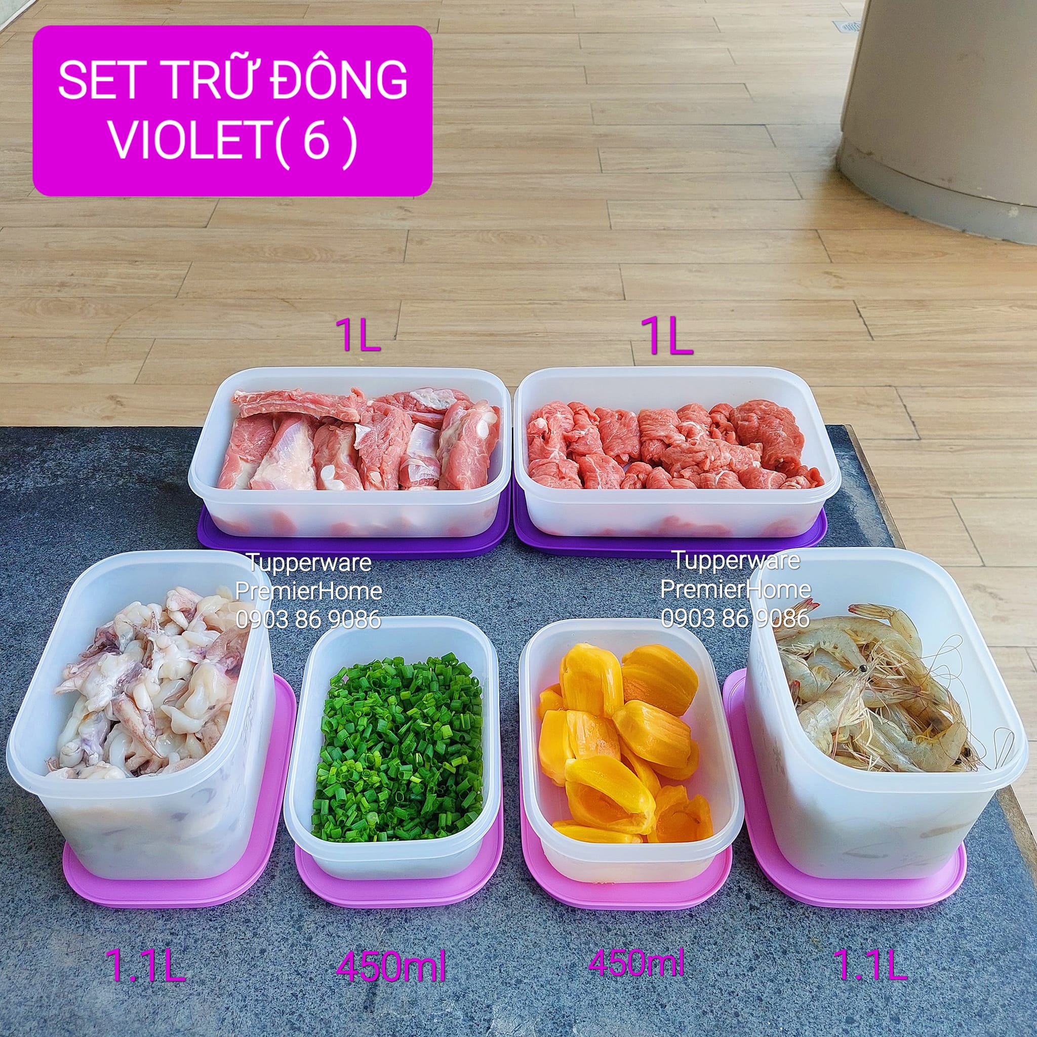 BỘ HỘP TRỮ ĐÔNG TUPPERWARE VIOLET (6)