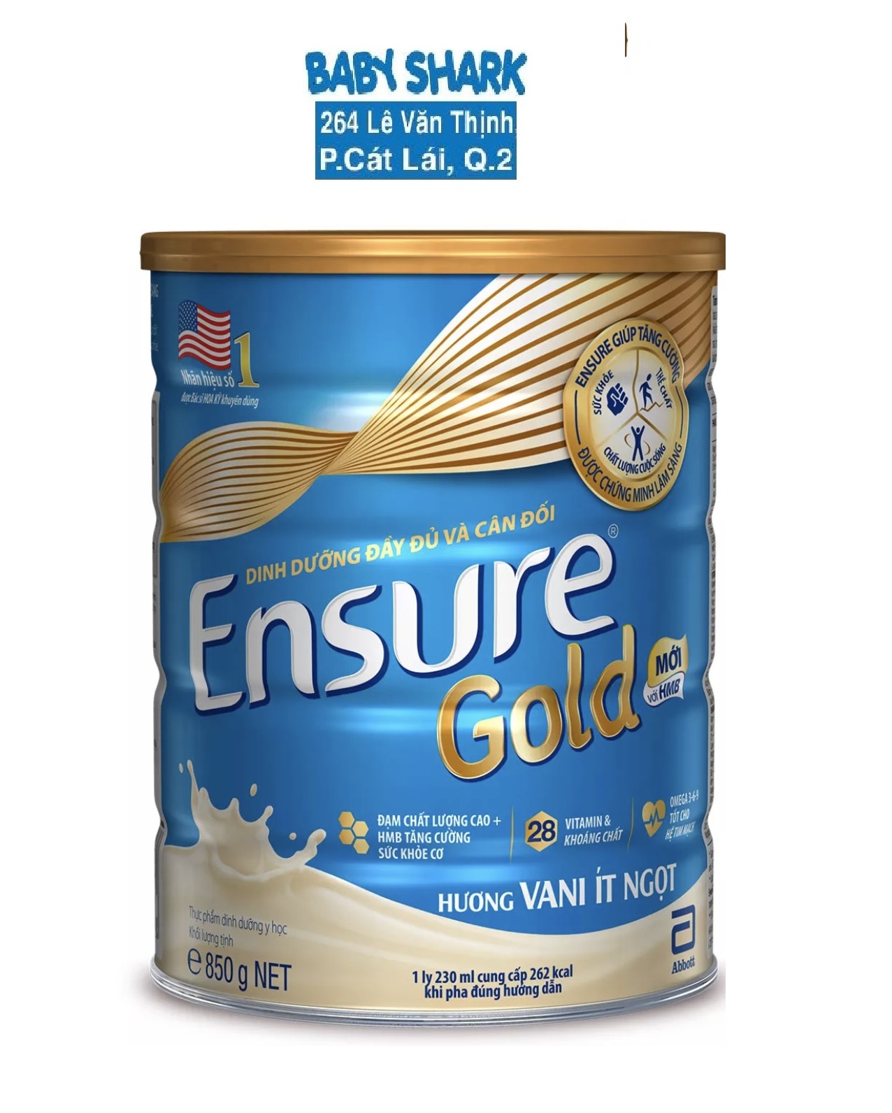 Sữa bột Abbott Ensure Gold Vani 850g date 4/2024