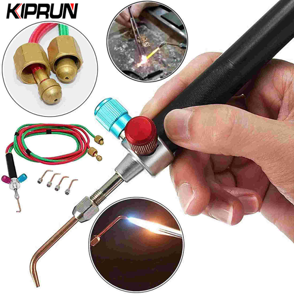 [Ready stock] KIPRUN Mini Gas Little Torch Portable Acetylene Oxygen Torch Soldering, Mini Welding Soldering Kit  Gas Welding Torch Equipment Jewelry Stainless Steel Welding Soldering Tool, with 5 Tips Connetor