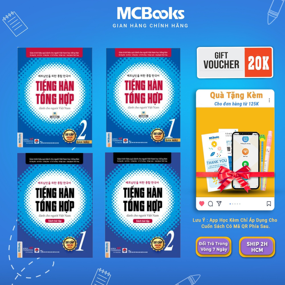 Sách - combo tiếng hàn tổng hợp dành cho người việt nam sơ cấp 1 và 2 - sách bài học và bài tập - mcbooks