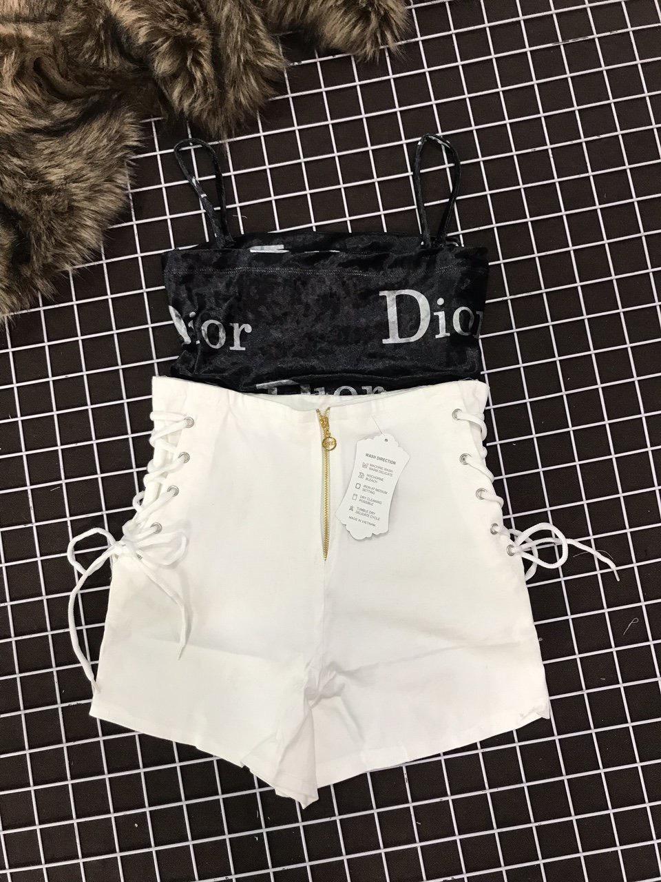 Quần short kaki lưng cao đan dây hông siêu hot