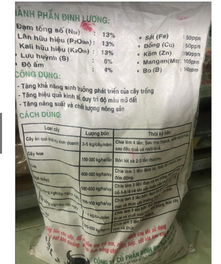 1KG PHÂN BÓN ĐẦU TRÂU NPK 13-13-13+TE (ĐÓNG RỜI)
