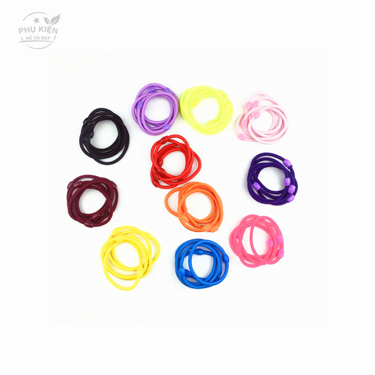 [HCM]Bộ 10 dây cột tóc đính hạt dễ thương (nhiều màu)