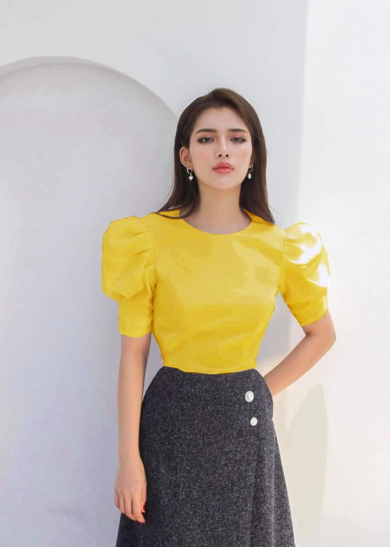 [HCM]ÁO CỔ TRÒN XẾP LY TAY LYLY