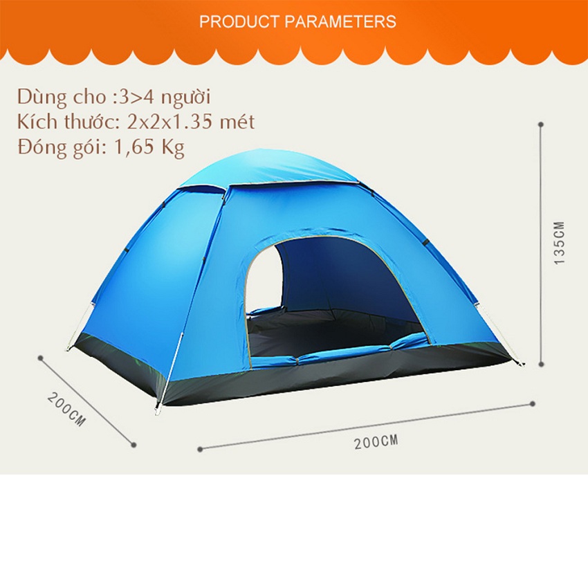 Lều du lịch, cắm trại 2 lớp cao cấp cho 4-5 người- Lều cắm trại- Lều du lịch - Lều cắm trại tự bung- Lều tự bung