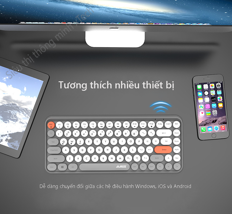 Bàn phím bluetooth không dây  AJAZZ 308i - Tương thích cho Iphone, Android, Macbook, Laptop