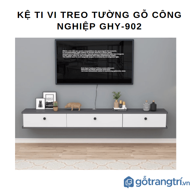 Kệ ti vi treo tường gỗ công nghiệp GHY-902